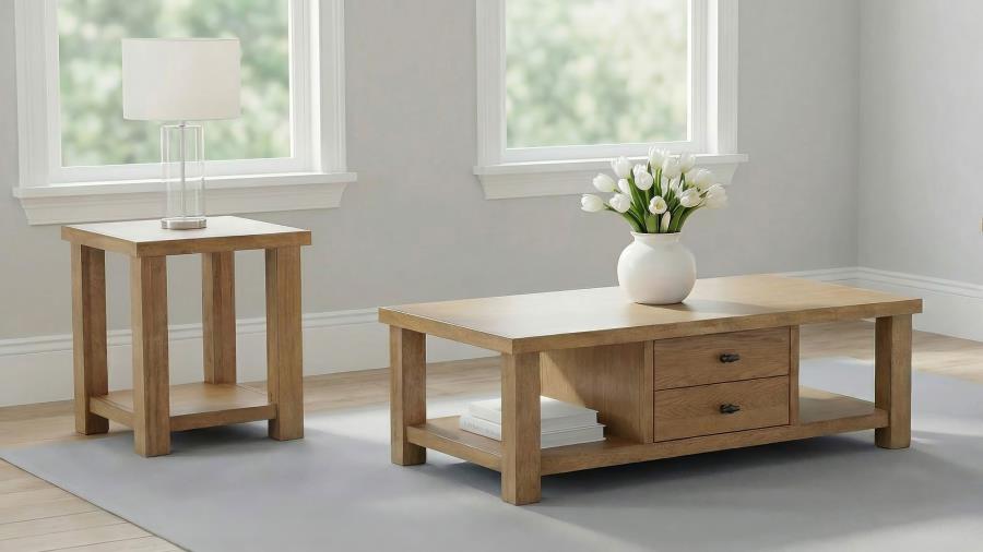Beasley 4-Drawer Wood Coffee Table Golden Oak