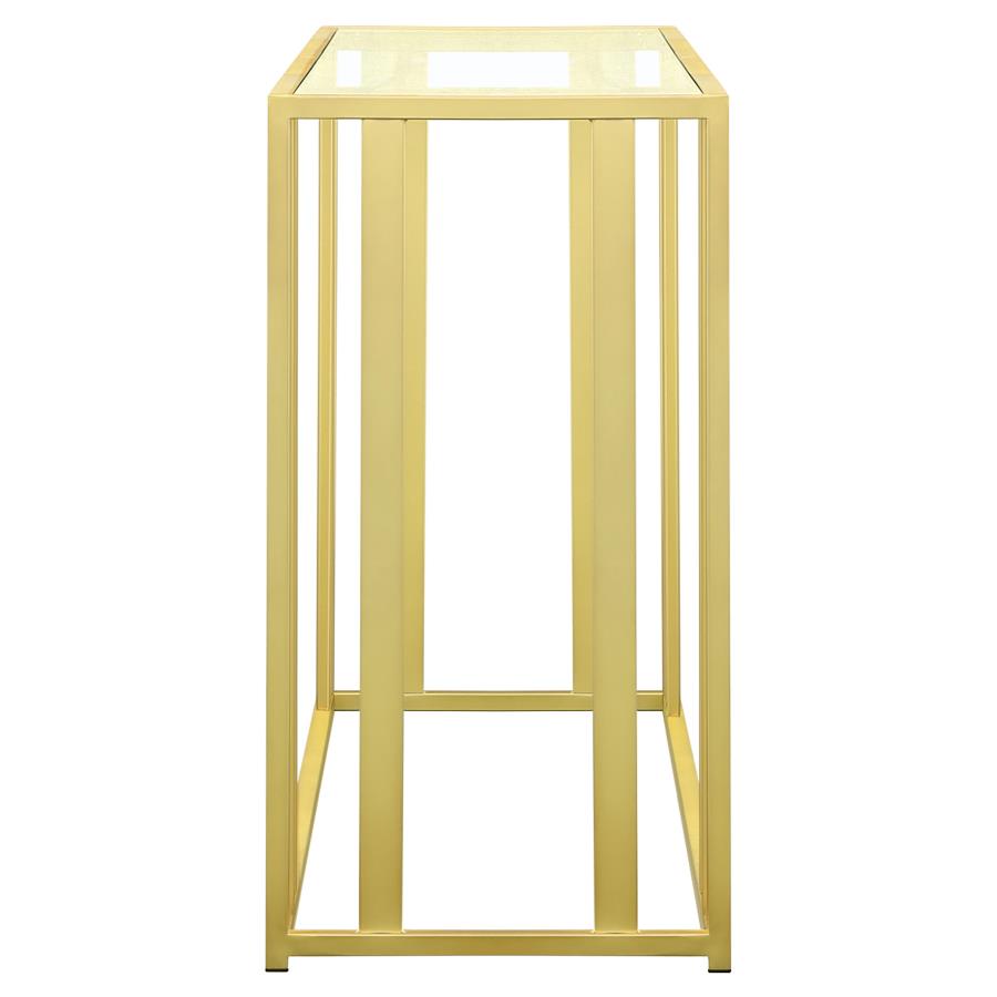 Adri Glass Top Entryway Console Table Matte Brass