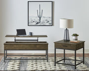 Byers 2-piece Lift Top Coffee and End Table Set Brown Oak