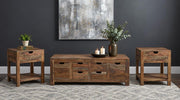 Esther 3-Piece Solid Sheesham Coffee and End Table Set Natural