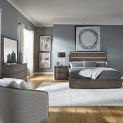Cascade Falls King Panel Bed, Dresser & Mirror, Nightstand
