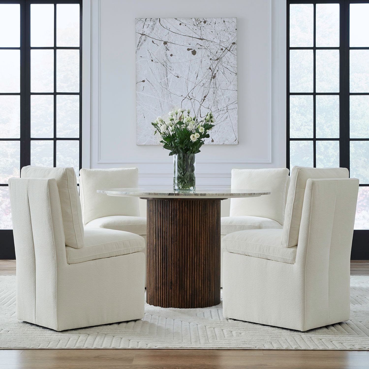 Accent Dining Accent Dining Chair with Casters - Ivory