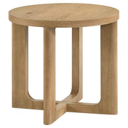 Kessler Round Sculptural Wood End Table Light Oak