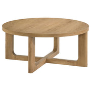 Kessler Round Sculptural Wood Coffee Table Light Oak