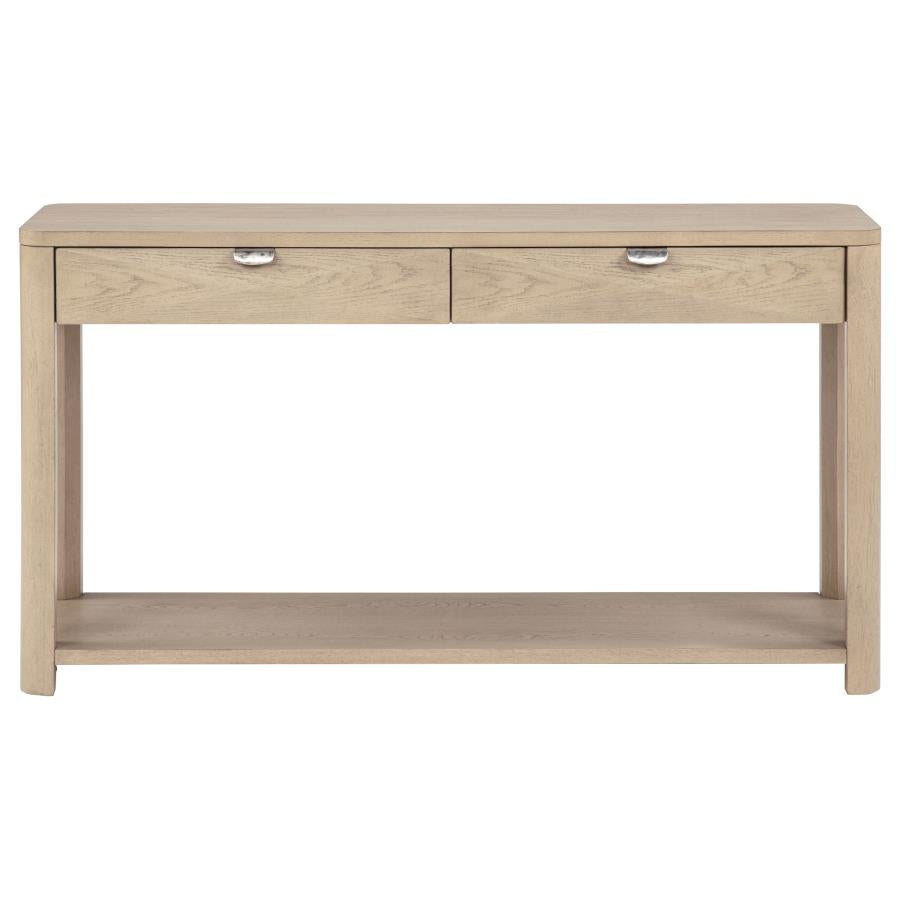 Marcelo Sofa Console Table with 2 Drawers and Shelf Light Elm