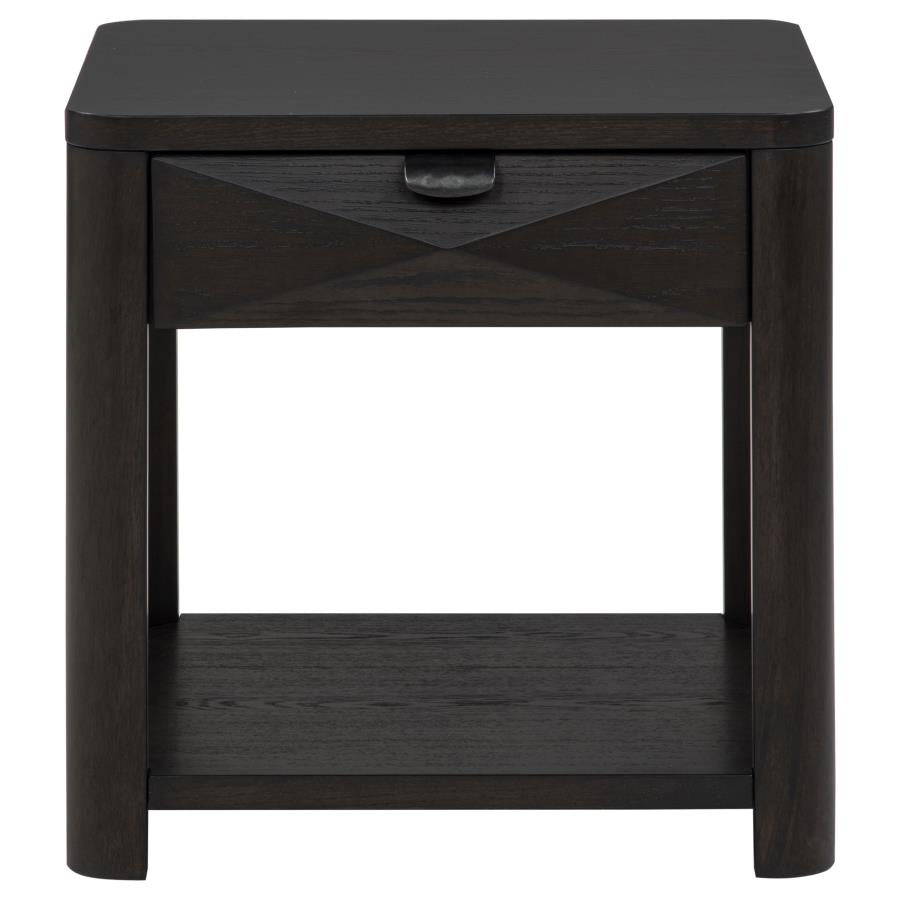 Marcelo Wood End Table with Drawer and Shelf Coffee