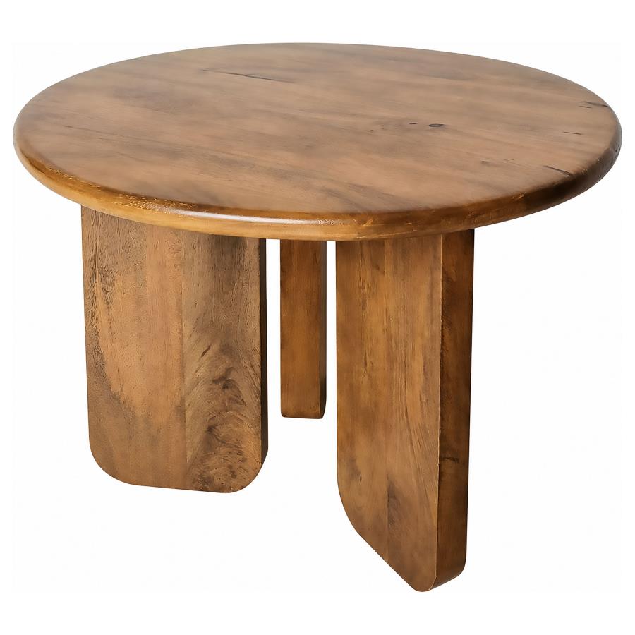 Dale 2-Piece Round Mango Wood Coffee and End Table Set Honey Mango