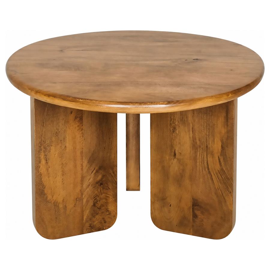 Dale 3-Piece Round Mango Wood Coffee and End Table Set Honey Mango