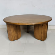 Dale Sculptural Round Solid Mango Wood Coffee Table Honey Mango