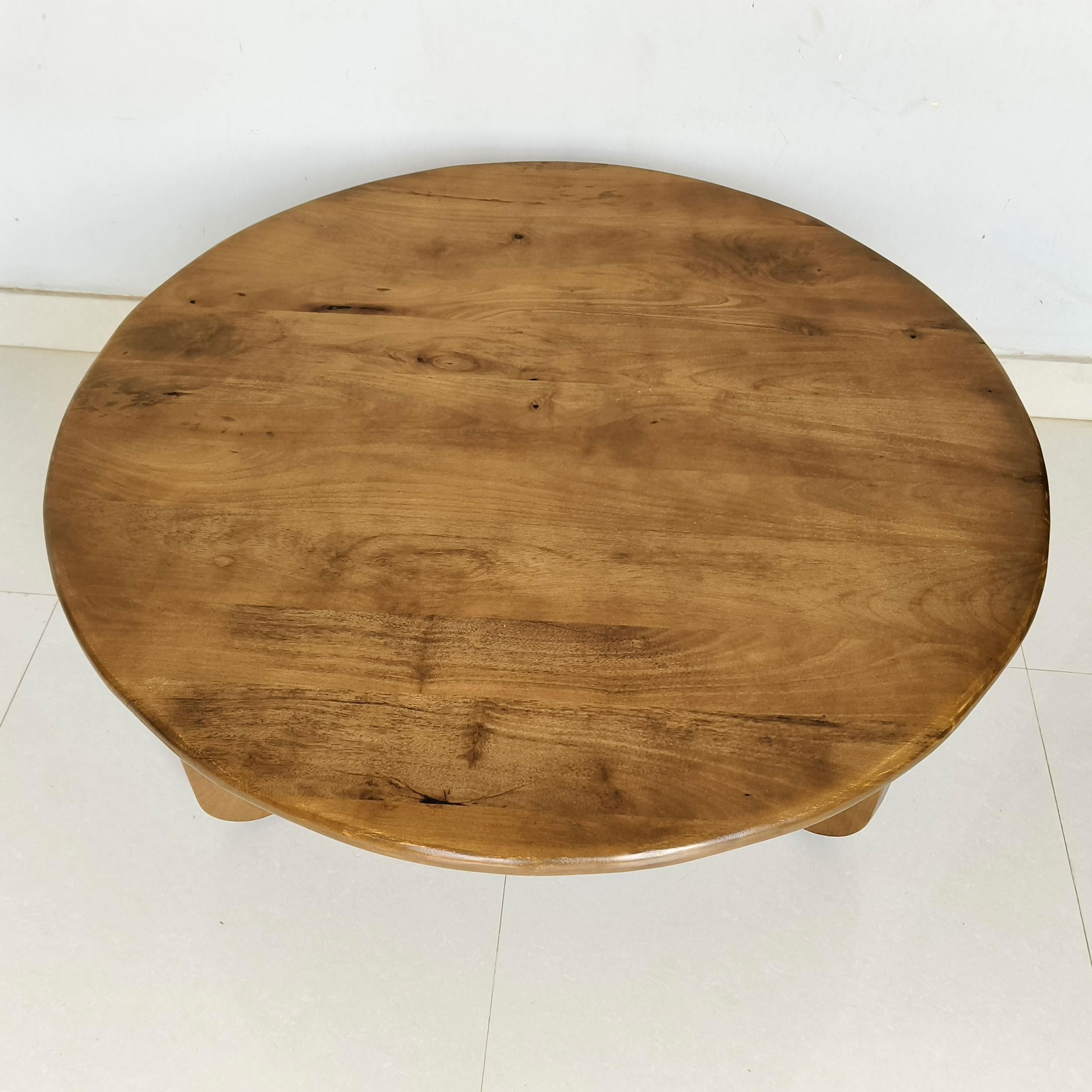 Dale Sculptural Round Solid Mango Wood Coffee Table Honey Mango