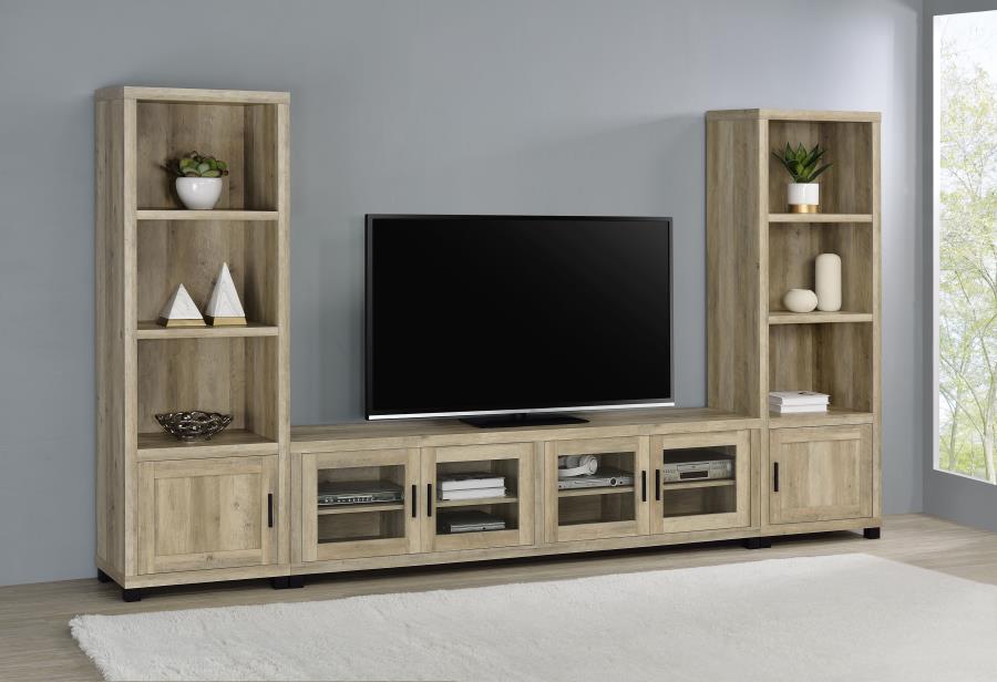 Sachin 3-piece 79-inch TV Entertainment Center Distressed Pine