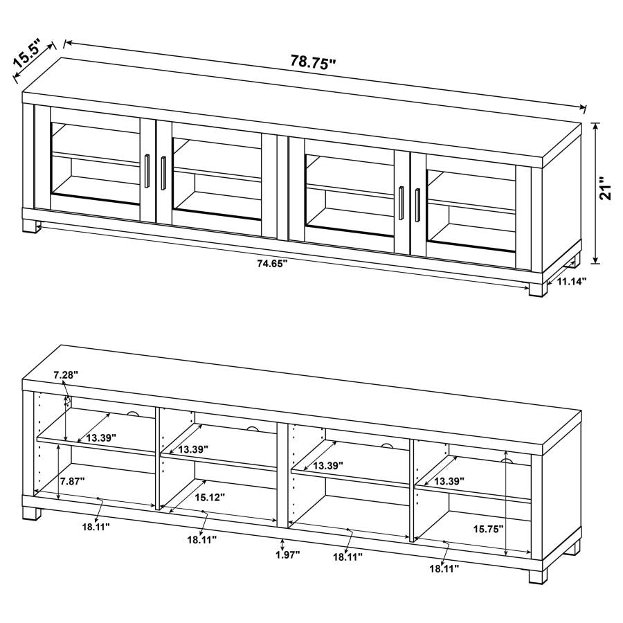 Sachin 3-piece 79-inch TV Entertainment Center Distressed Pine