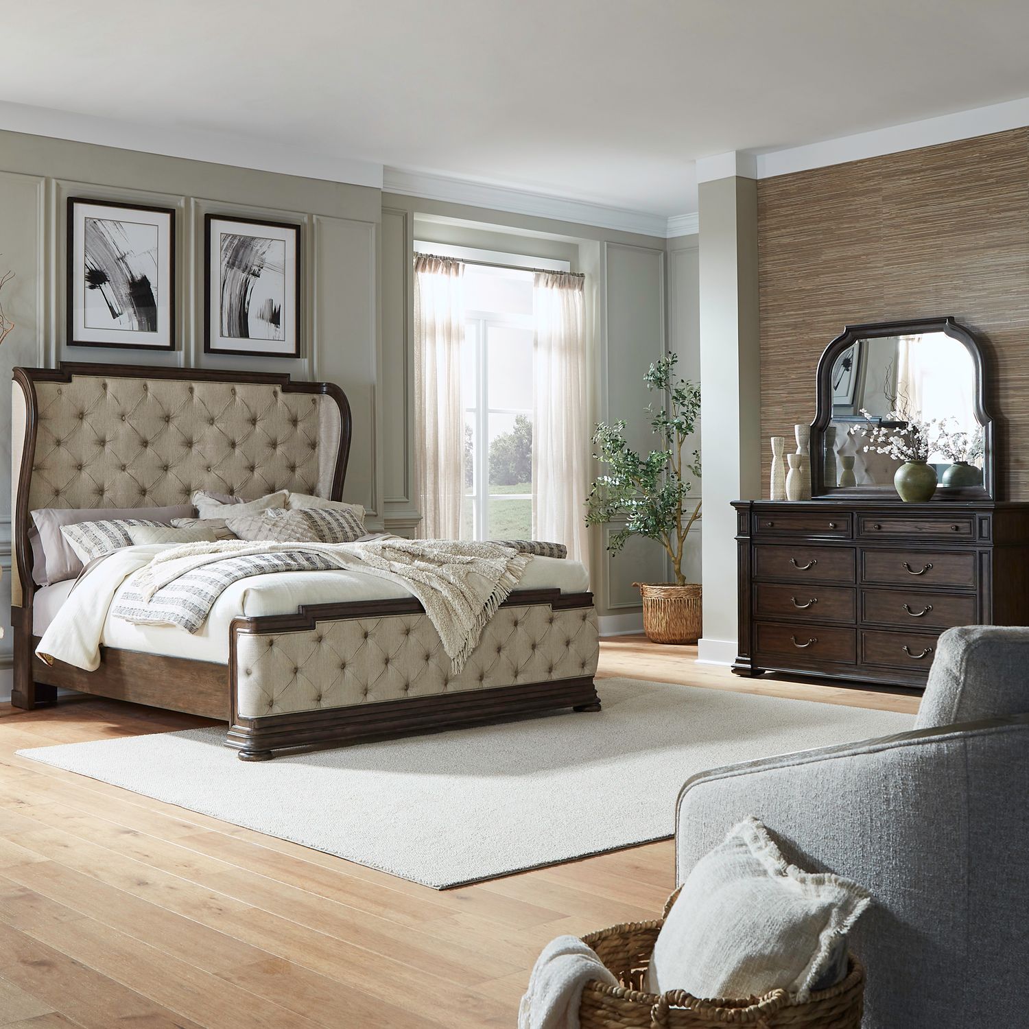Providence Park King Shelter Bed, Dresser & Mirror
