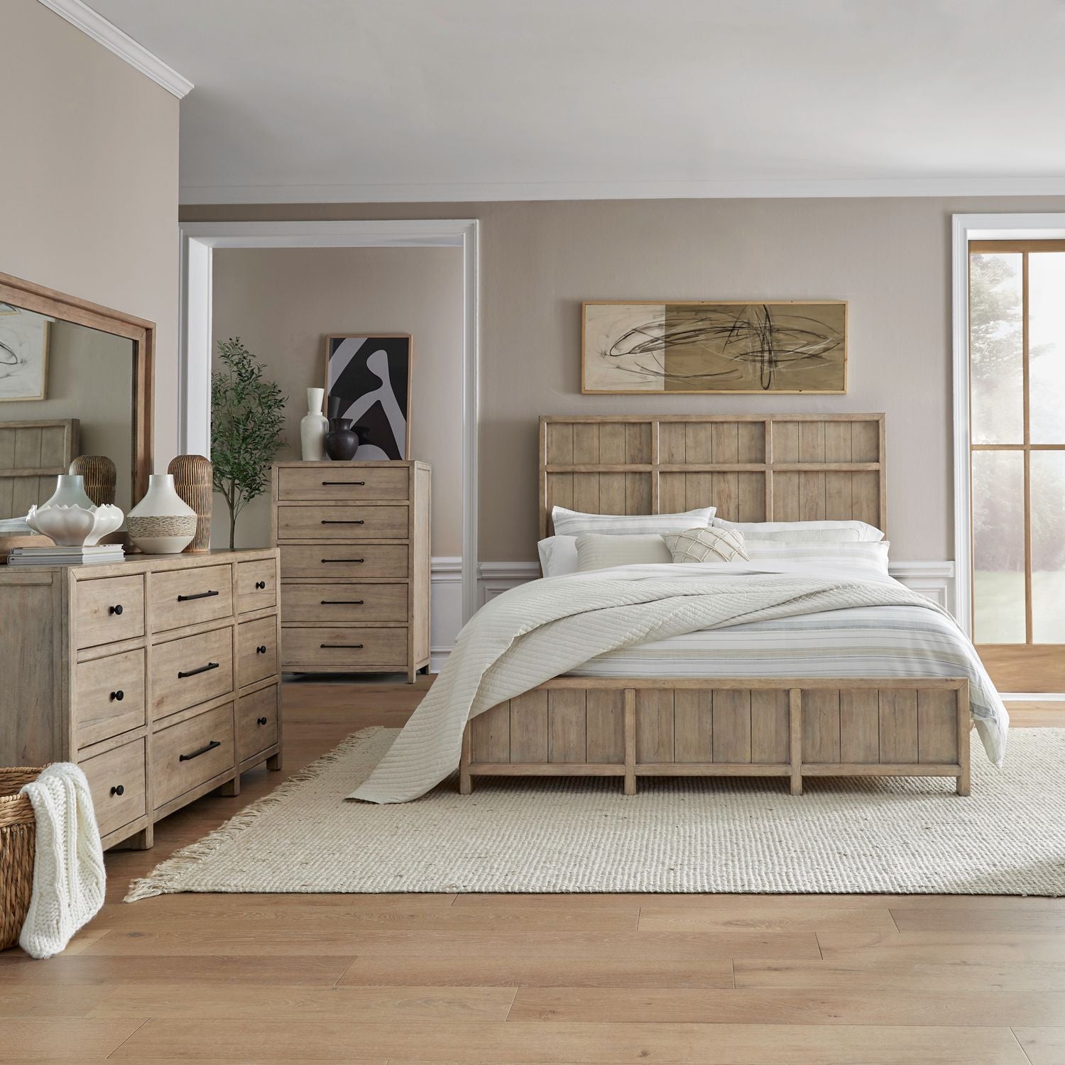Proximity Place King Panel Bed, Dresser & Mirror, Chest