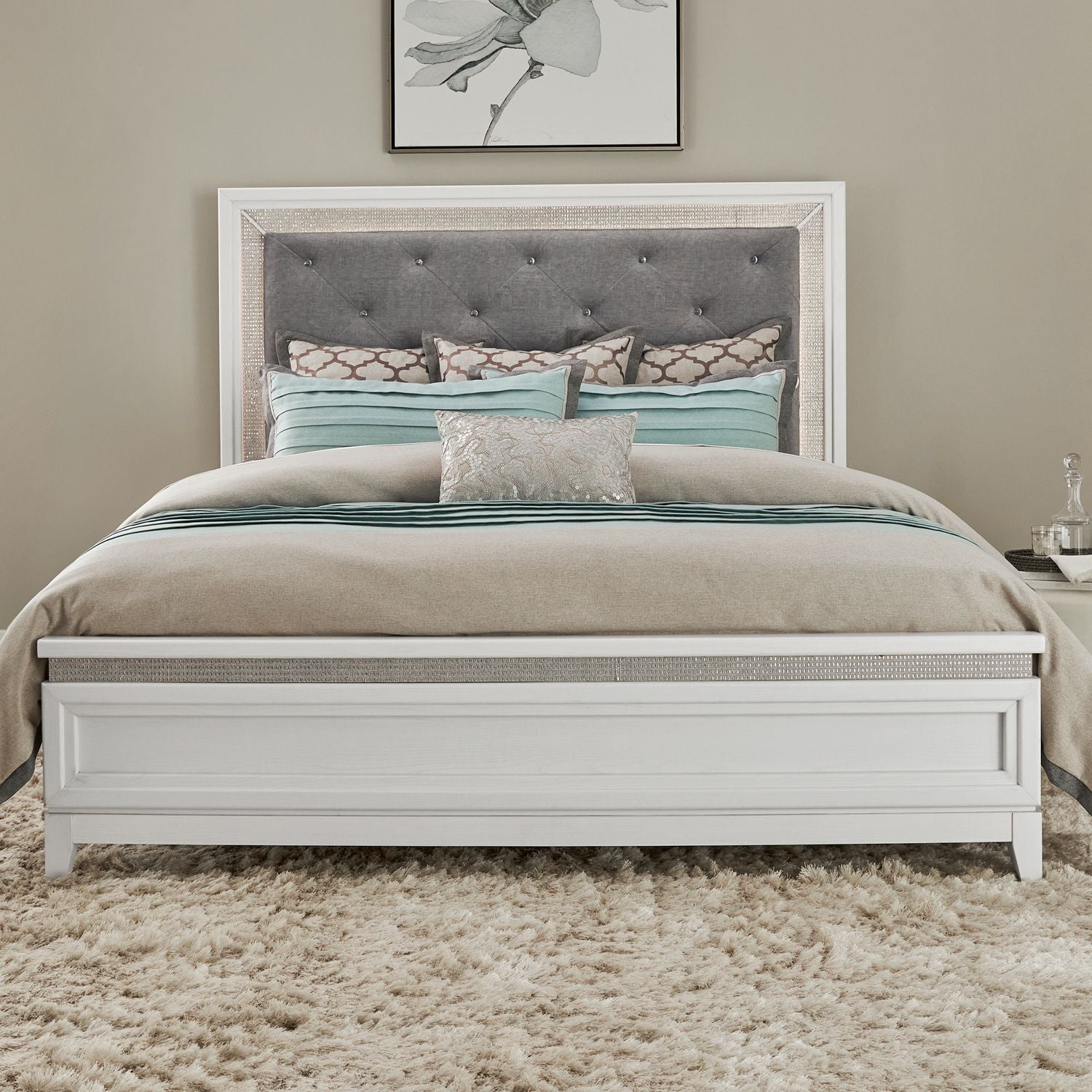 Reflections Queen Upholstery Panel Headboard with Lights