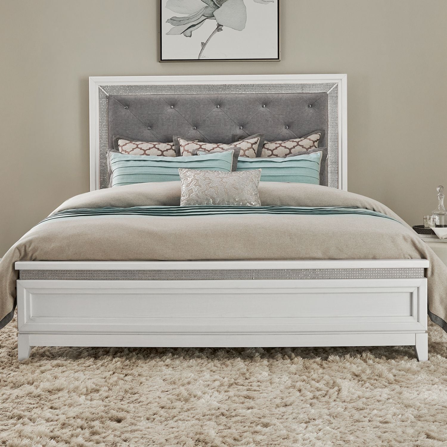 Reflections King Upholstery Panel Headboard with Lights