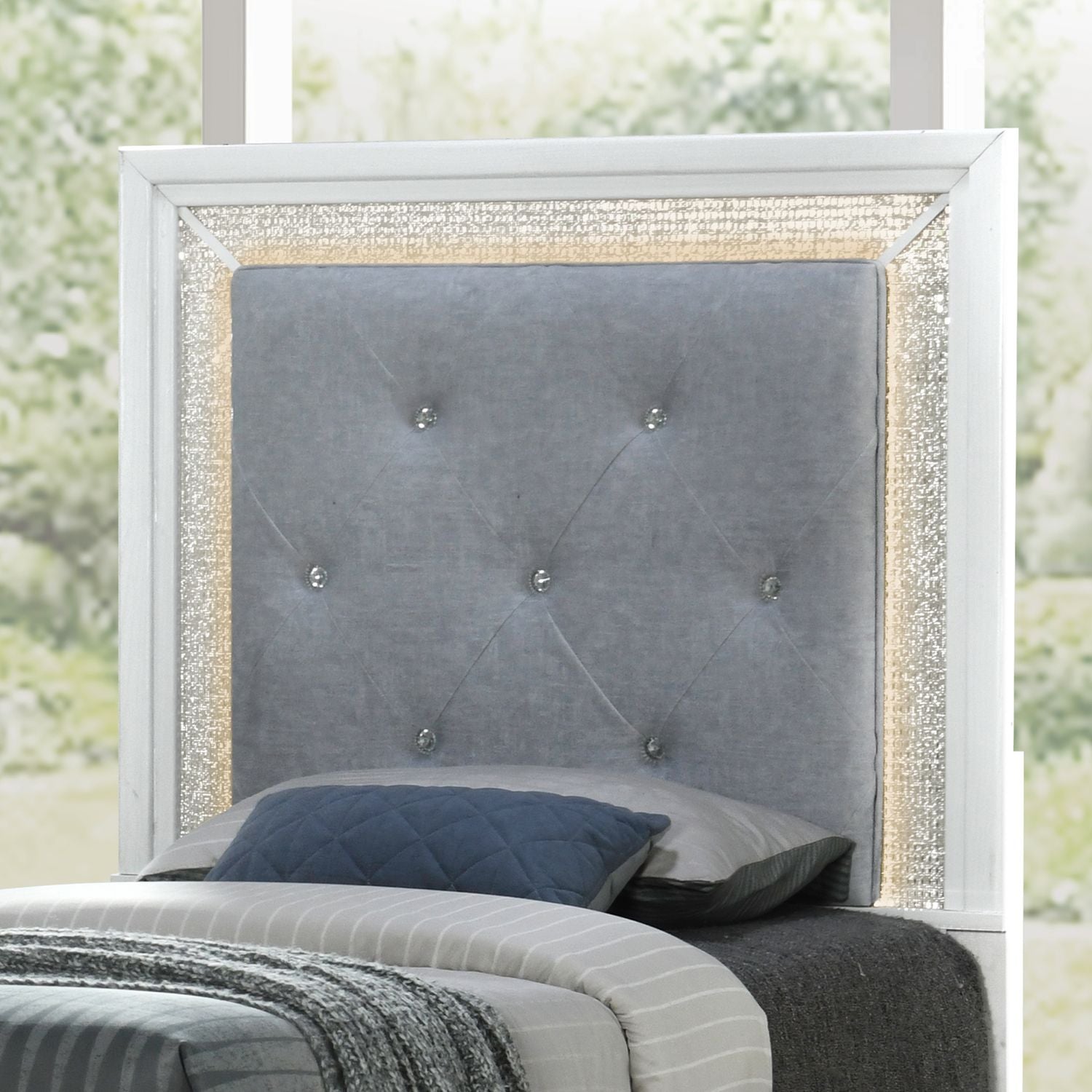 Reflections Full Upholstery Panel Headboard with Lights