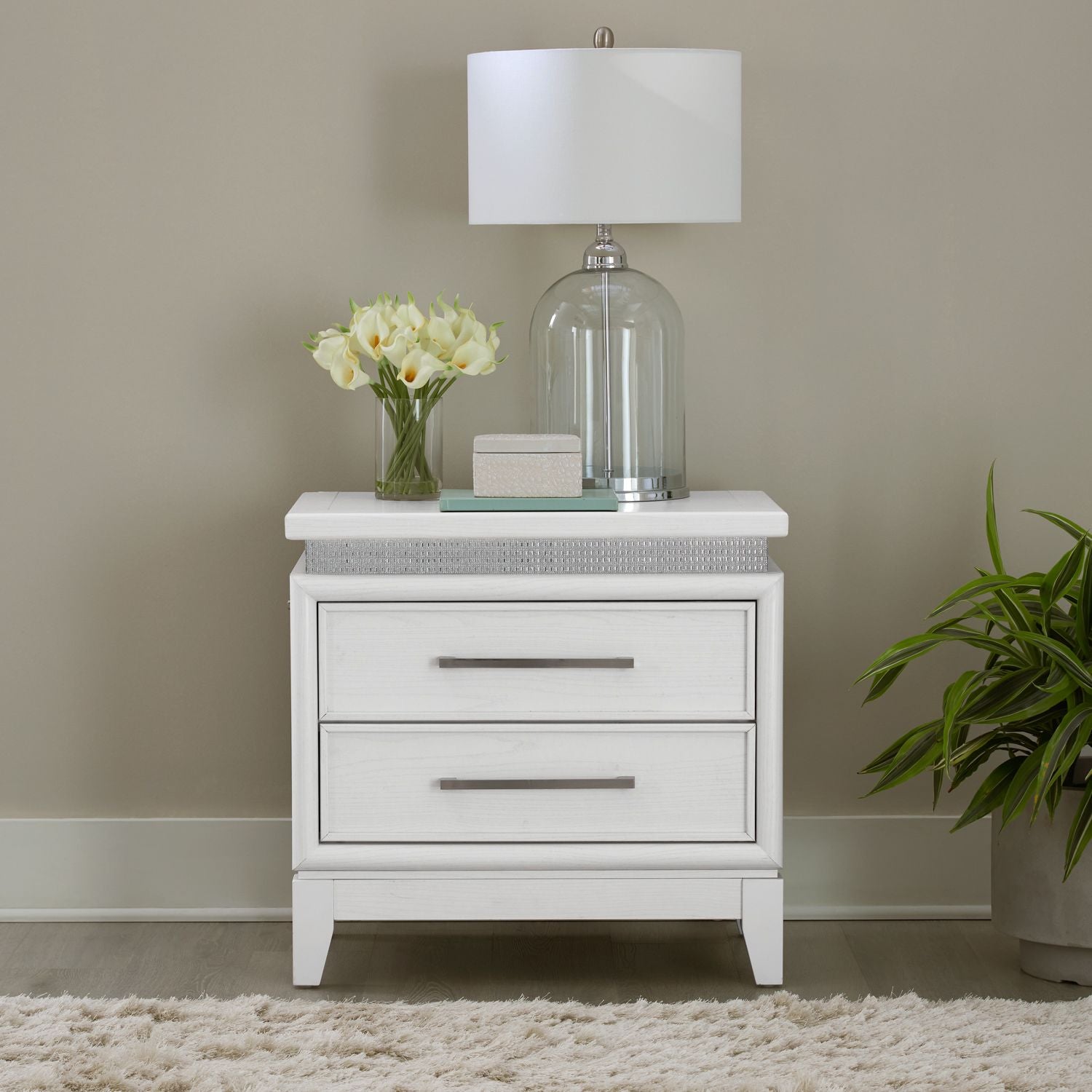 Reflections Nightstand with Lights and Charging Station