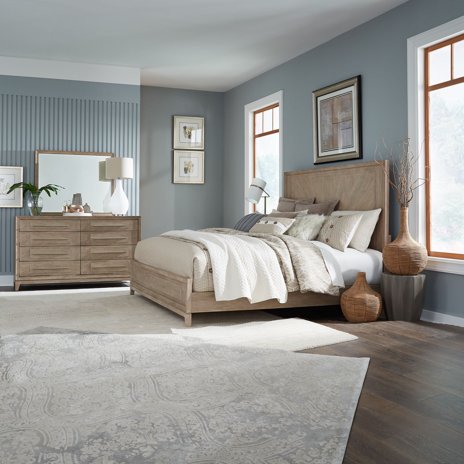 Brentwood King Panel Bed, Dresser & Mirror