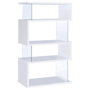 Emelle 63-inch 3-shelf Glass Panel Bookshelf White