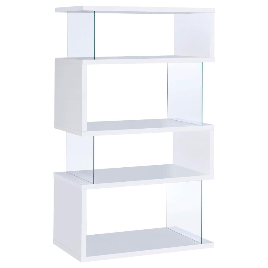 Emelle 63-inch 3-shelf Glass Panel Bookshelf White