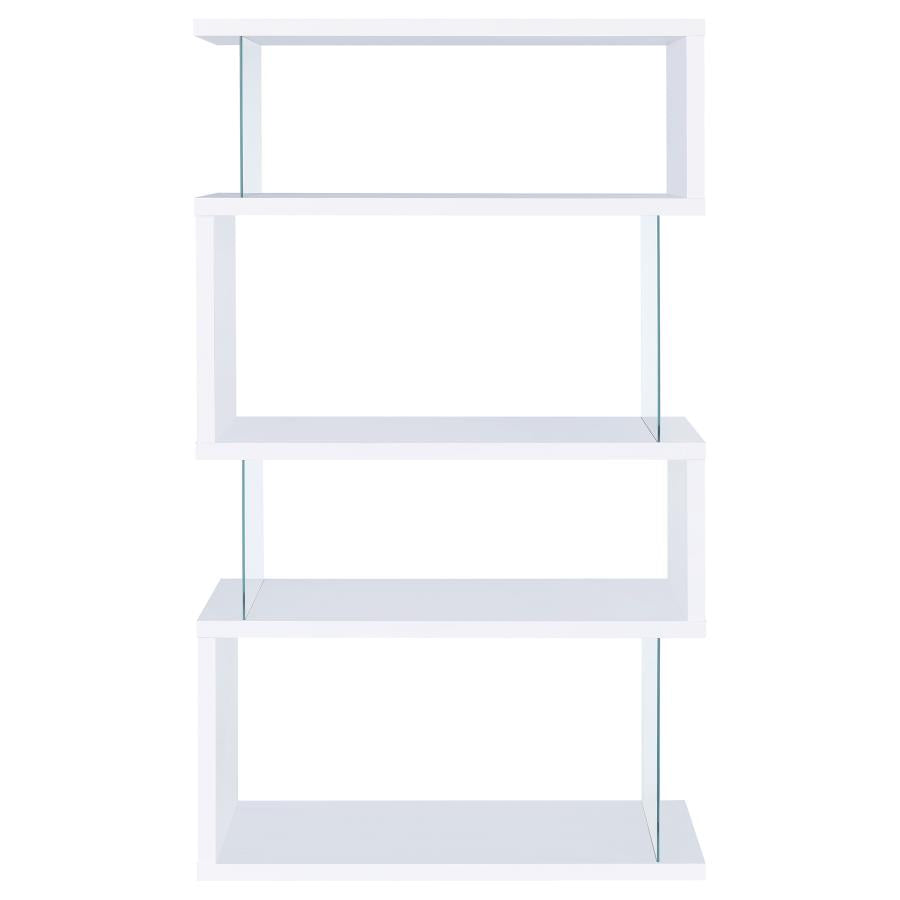 Emelle 63-inch 3-shelf Glass Panel Bookshelf White