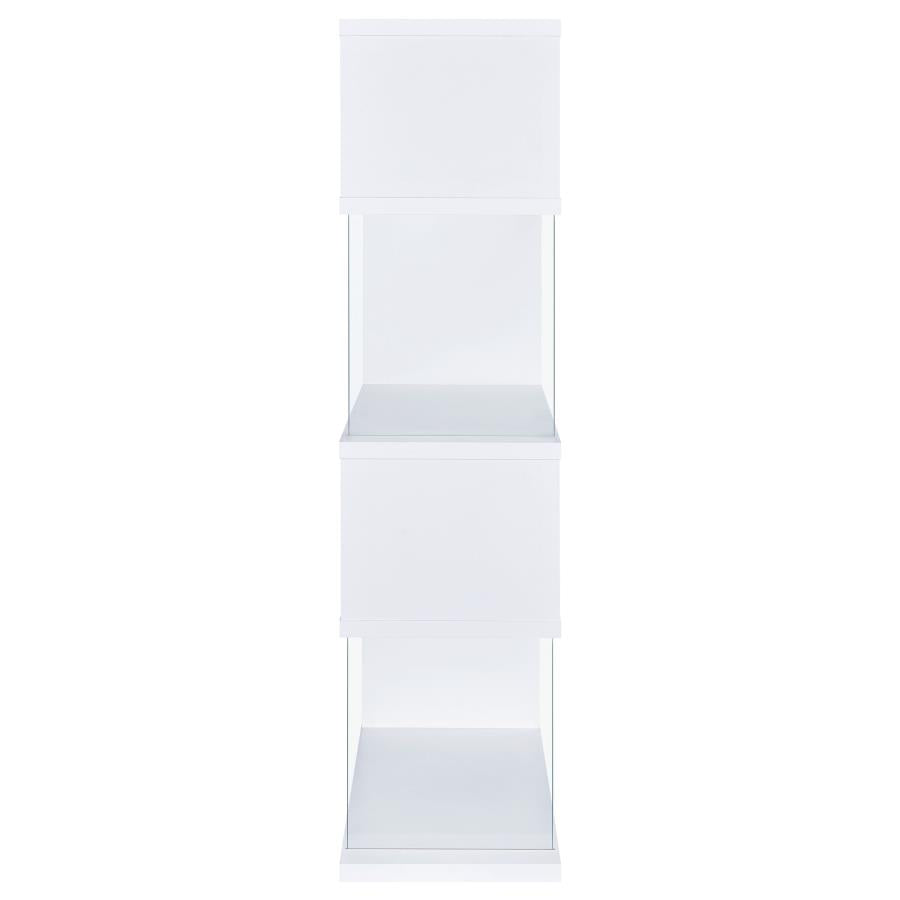 Emelle 63-inch 3-shelf Glass Panel Bookshelf White