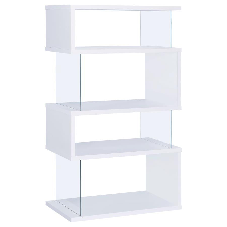 Emelle 63-inch 3-shelf Glass Panel Bookshelf White