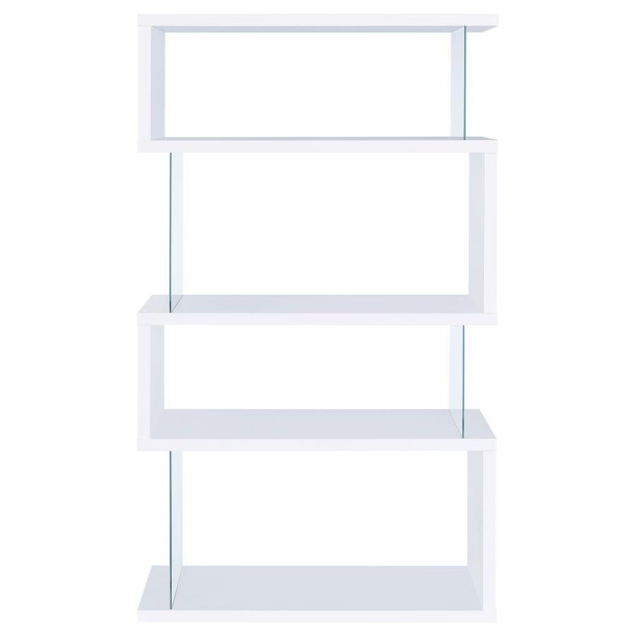 Emelle 63-inch 3-shelf Glass Panel Bookshelf White