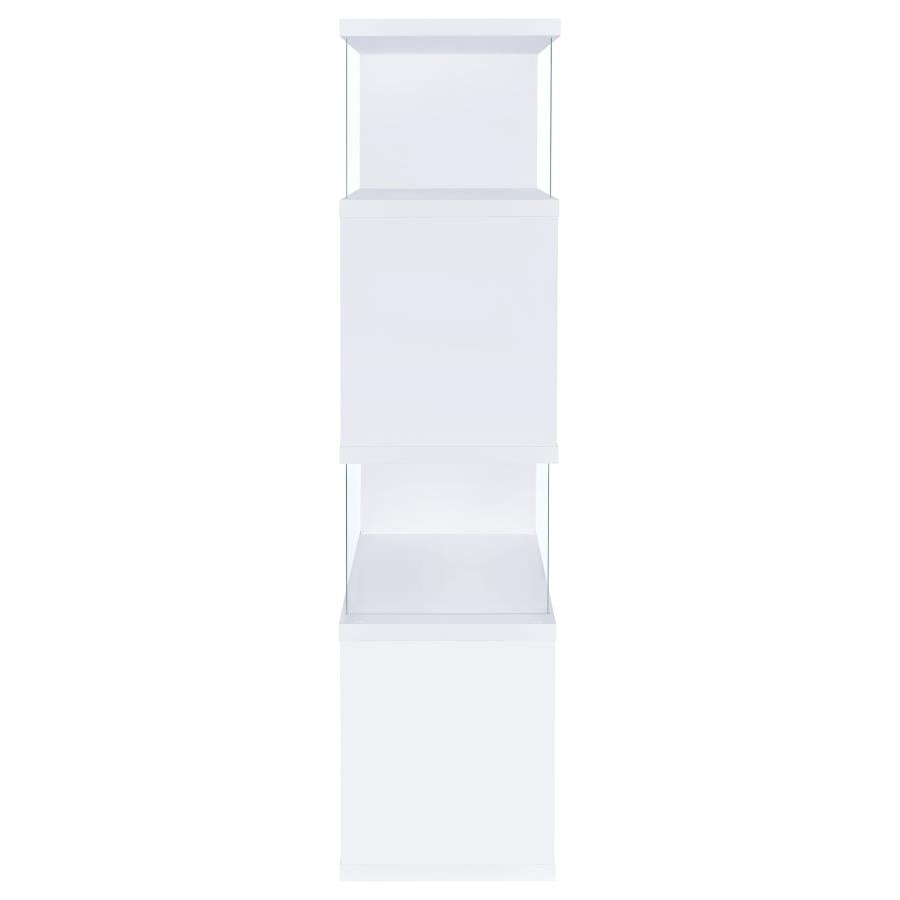 Emelle 63-inch 3-shelf Glass Panel Bookshelf White