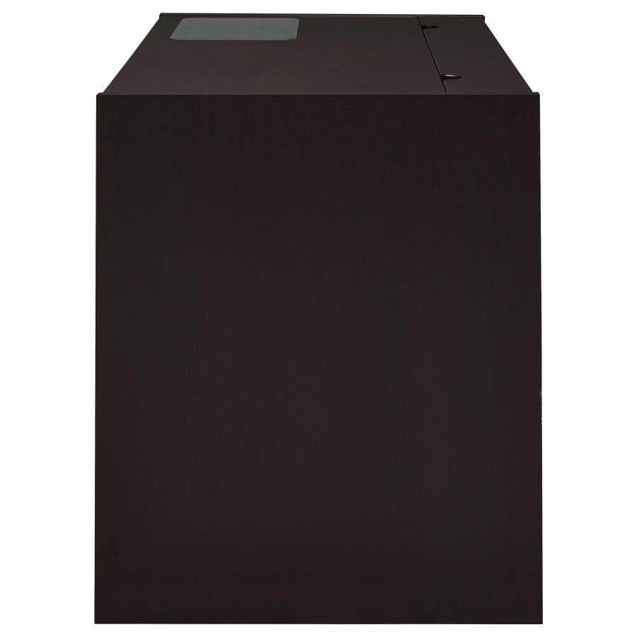 Halston 47-inch 2-drawer Office Desk with Cabinet Cappuccino