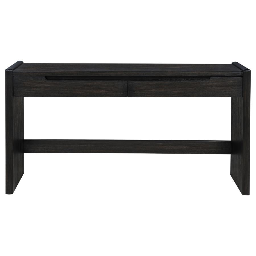 Leandro 2-drawer Home Office Writing Desk Burnished Black