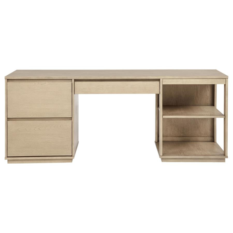 Harkes 75-inch 3-drawer Computer Desk with Adjustable Shelf Light Elm