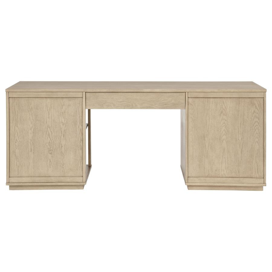 Harkes 75-inch 3-drawer Computer Desk with Adjustable Shelf Light Elm