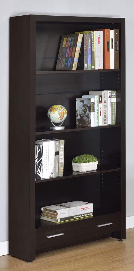 Skylar 71-inch 4-shelf Bookcase with Drawer Cappuccino