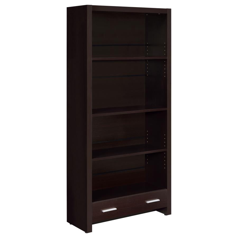 Skylar 71-inch 4-shelf Bookcase with Drawer Cappuccino