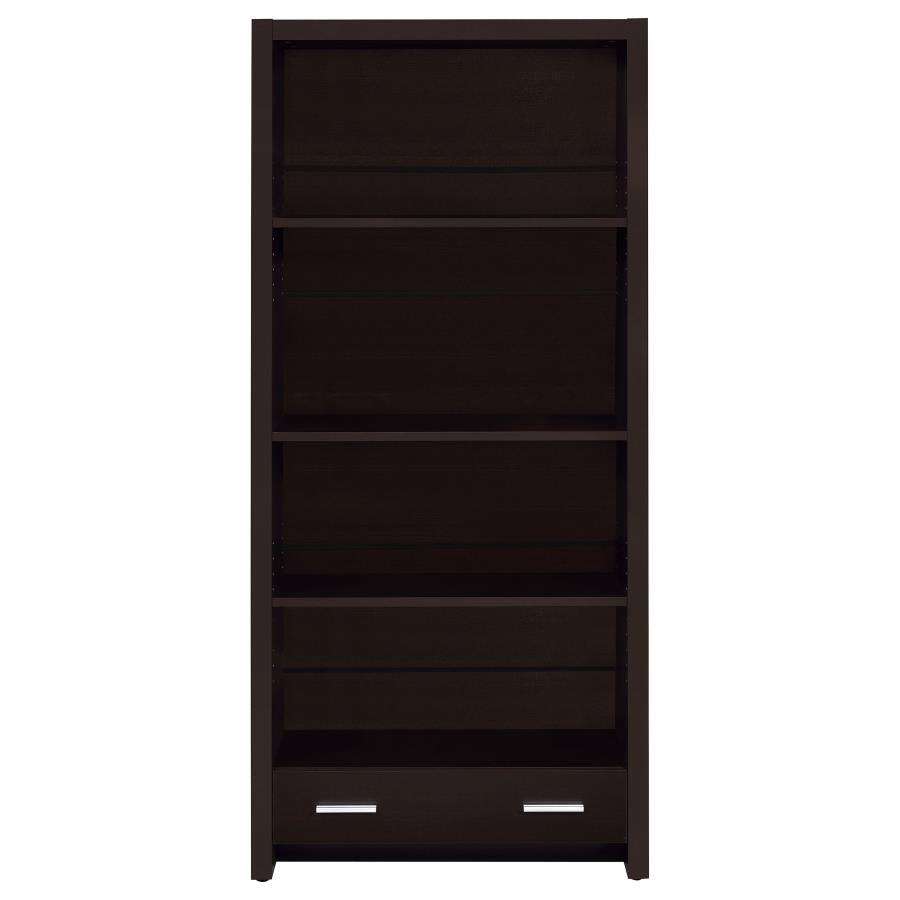 Skylar 71-inch 4-shelf Bookcase with Drawer Cappuccino