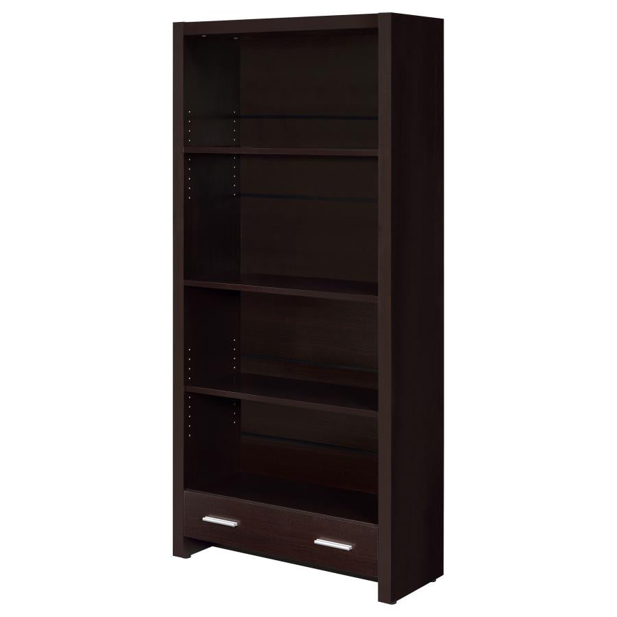 Skylar 71-inch 4-shelf Bookcase with Drawer Cappuccino