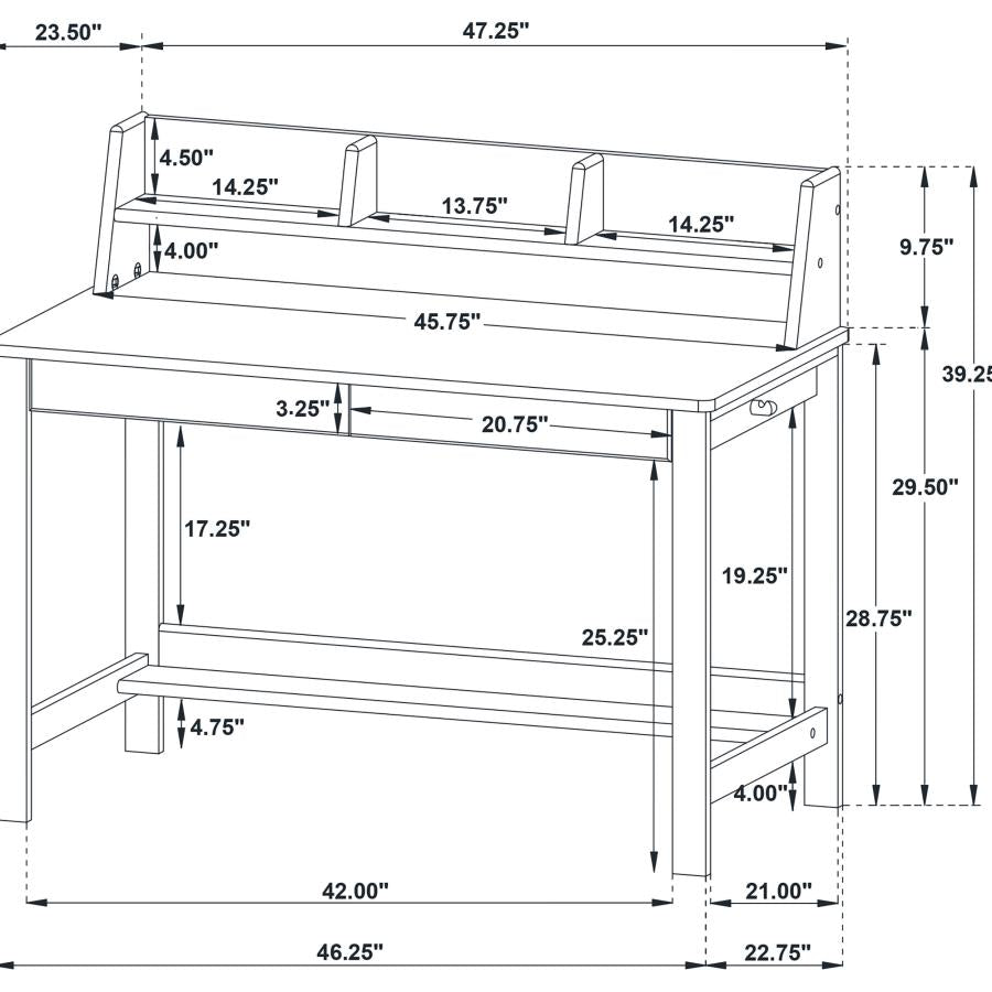 Besler 47-inch SmartTop Writing Desk with Shelf Cement and Natural