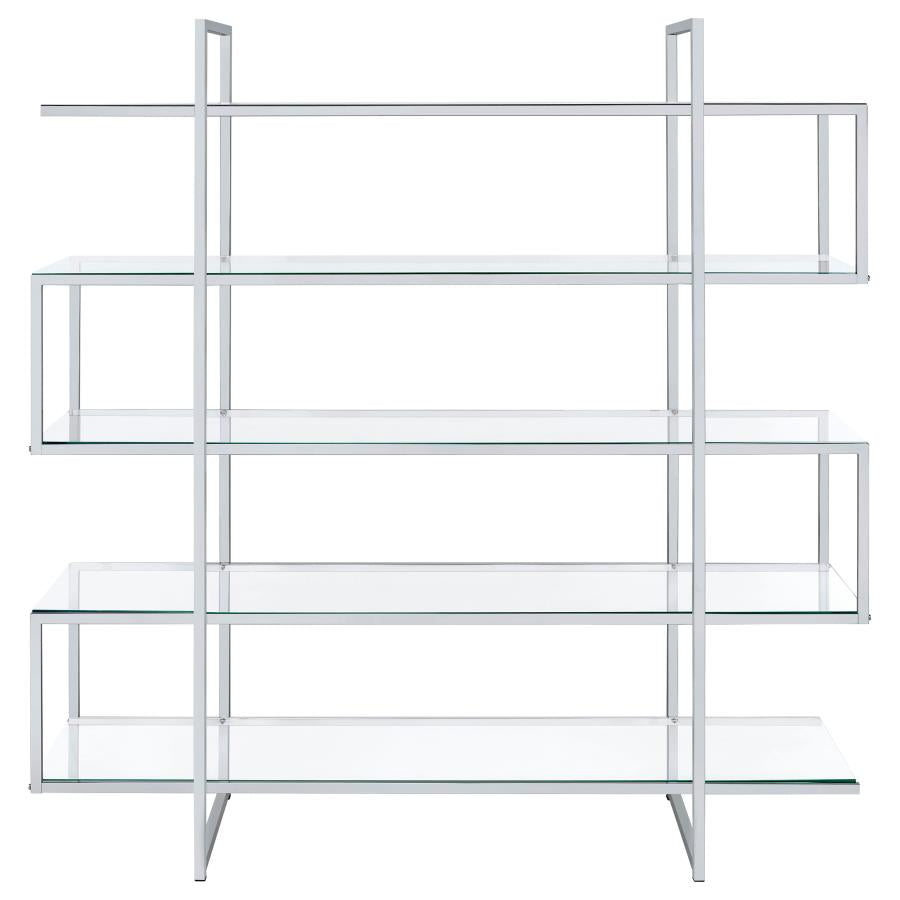 Elmer 63-inch 5-shelf Bookshelf Clear and Chrome
