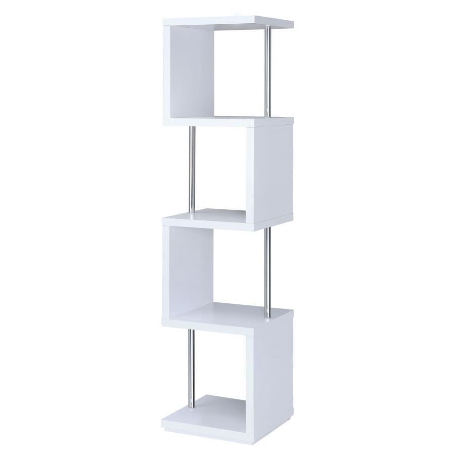 Baxter 67-inch 3-shelf Bookshelf White and Chrome
