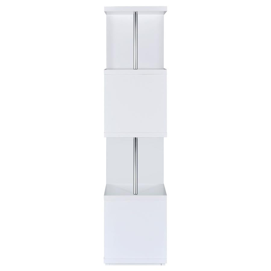 Baxter 67-inch 3-shelf Bookshelf White and Chrome