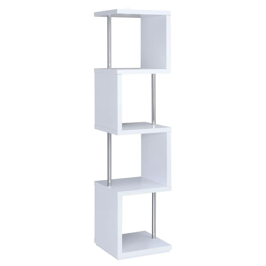 Baxter 67-inch 3-shelf Bookshelf White and Chrome