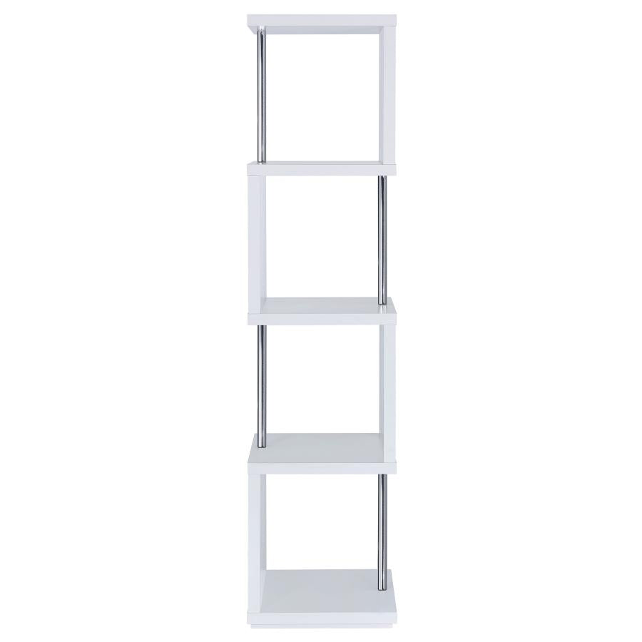 Baxter 67-inch 3-shelf Bookshelf White and Chrome