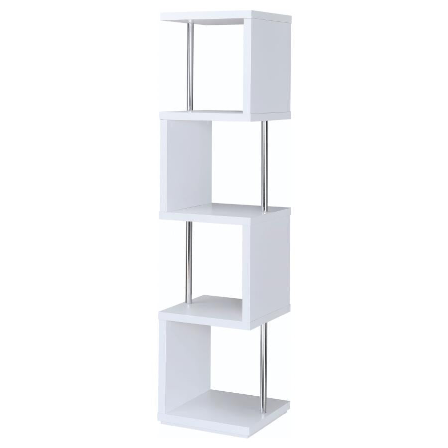 Baxter 67-inch 3-shelf Bookshelf White and Chrome