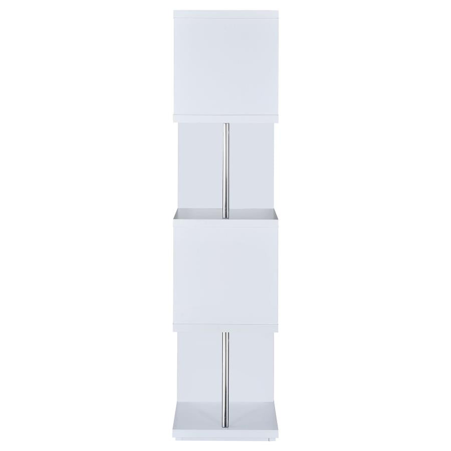 Baxter 67-inch 3-shelf Bookshelf White and Chrome