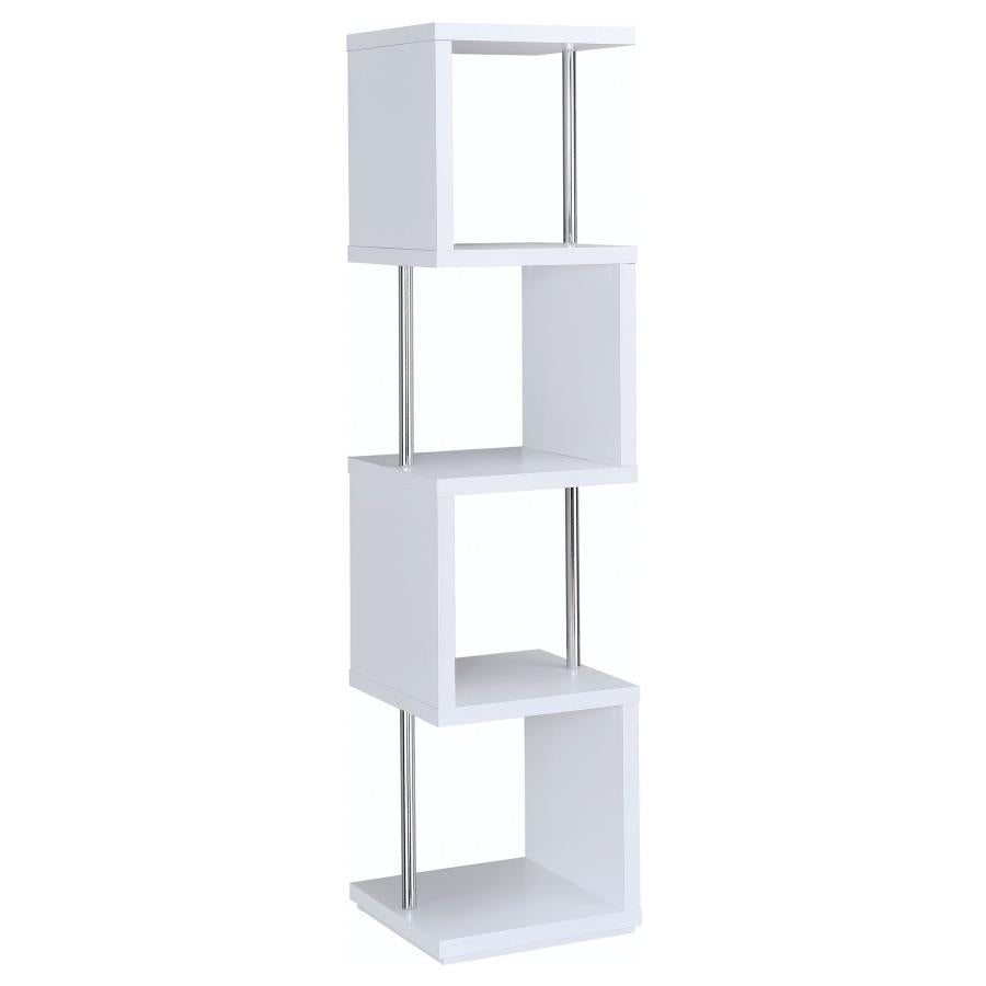 Baxter 67-inch 3-shelf Bookshelf White and Chrome