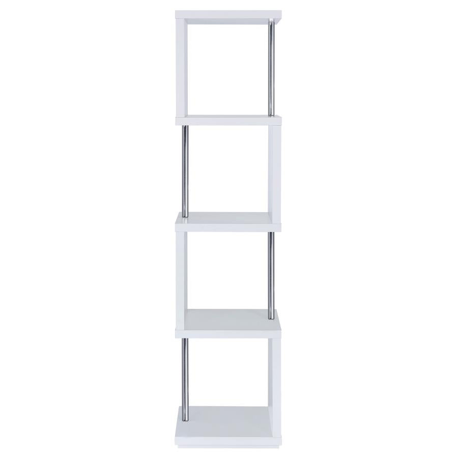 Baxter 67-inch 3-shelf Bookshelf White and Chrome