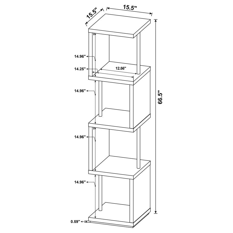 Baxter 67-inch 3-shelf Bookshelf White and Chrome