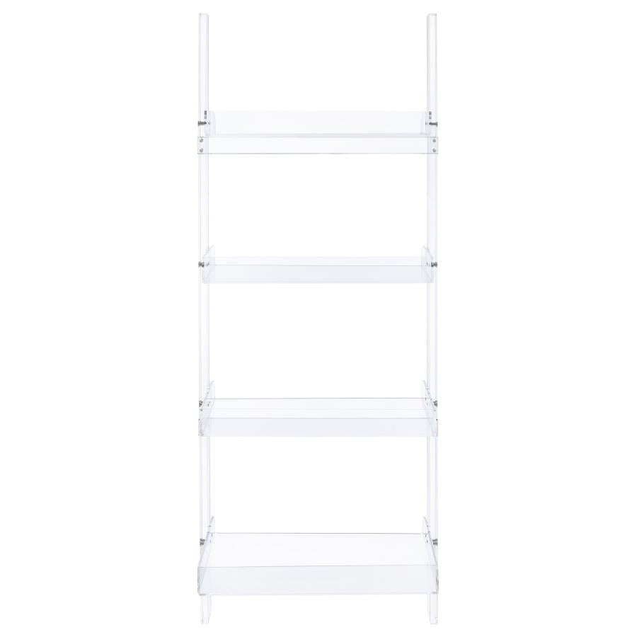 Amaturo 72-inch 4-shelf Acrylic Ladder Bookshelf Clear